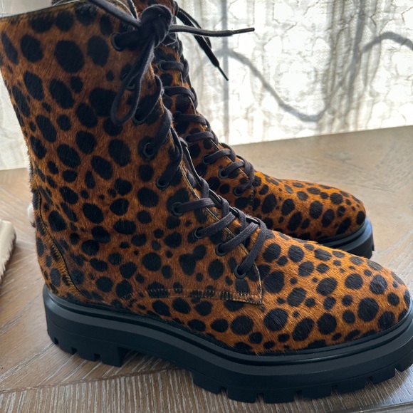 Stuart Weitzman Bedford Calf Hair Combat Booties - Picture 2 of 6